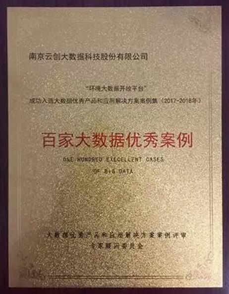 【合作伙伴】“環(huán)境大數(shù)據(jù)開放平臺”榮獲“百家大數(shù)據(jù)優(yōu)秀案例”